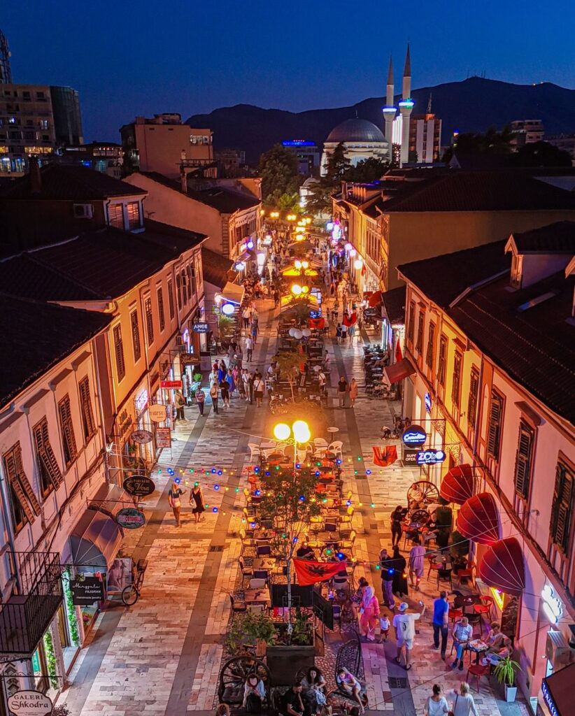  rare and peaceful view of shkodra city in the nighr