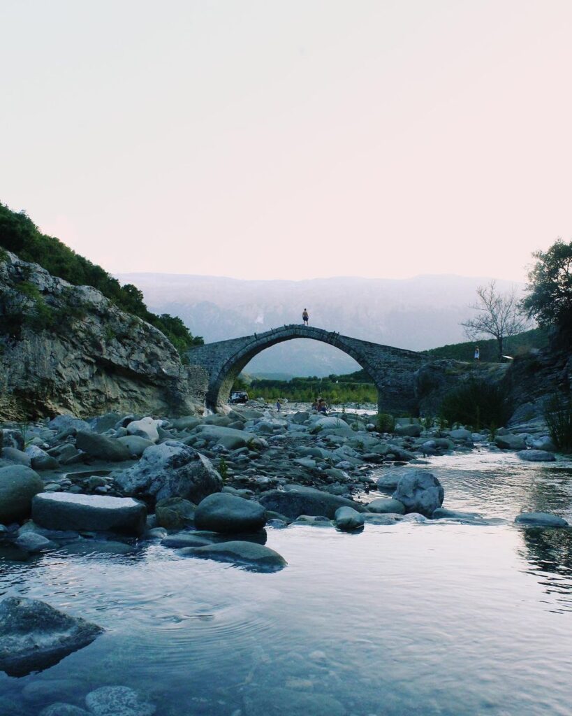 permat city located in albania, amayzing view by thermal baths and old antique bridge